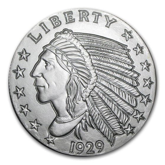 5 oz Silver Round - Incuse Indian 5 oz Silver Round - Incuse Indian